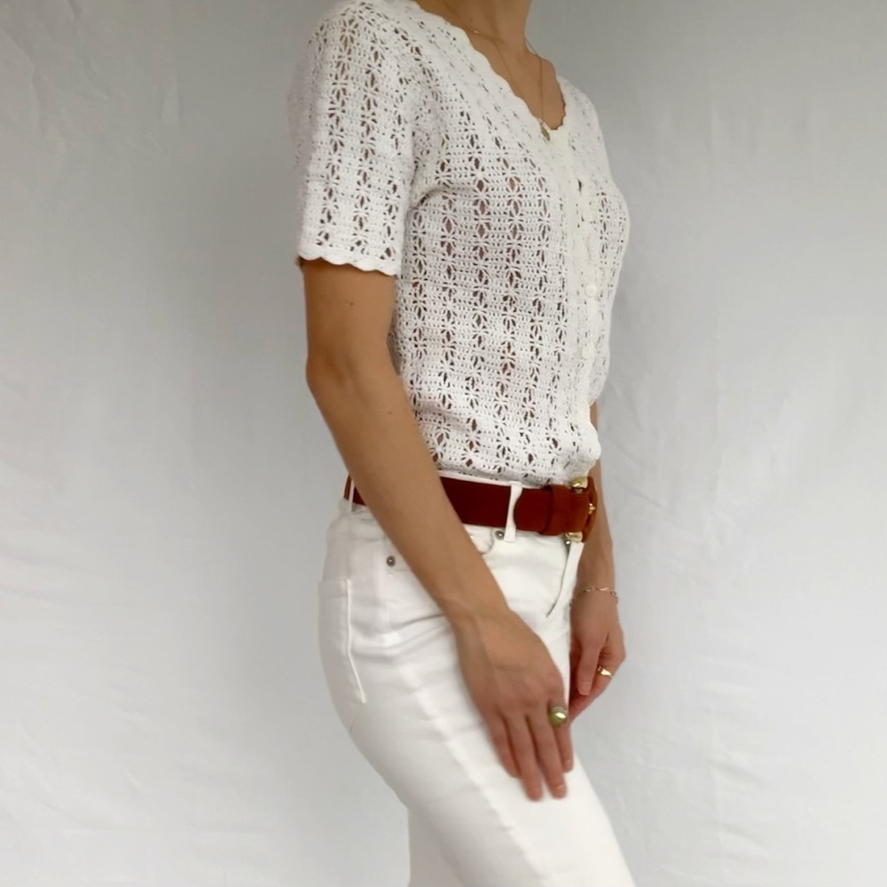 SOLD ❌ Crocheted top short sleeves size M vintage woman’s - Picture 6 of 12